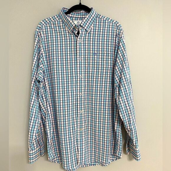 Southern Tide Plaid Long Sleeves Botton Down Shirts Men Size L - Picture 1 of 8